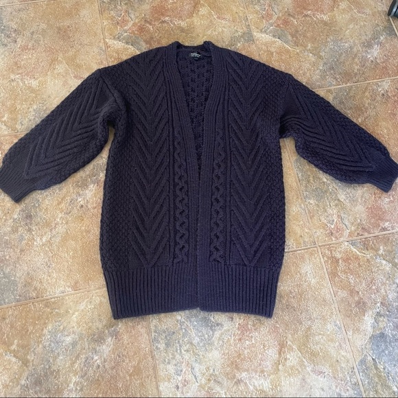 Topshop Chunky Knit Oversized Cardigan Sweater Size 6 Open front Balloon Sleeve - Picture 8 of 9